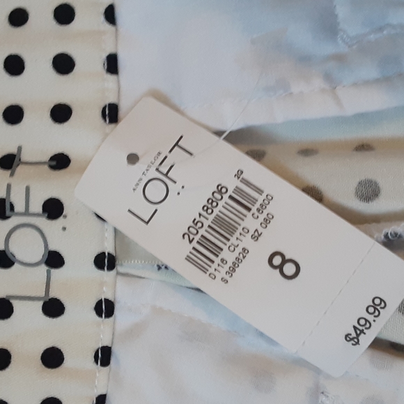 * LOFT OFF WHITE SHORTS WITH BLACK POLKA DOTS, SIZE 8 NEW - Picture 3 of 10